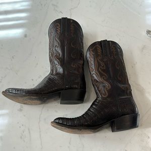 Lucchese Men's Crocodile Cowboy Boots Gently Used Size 11 Dark Brown